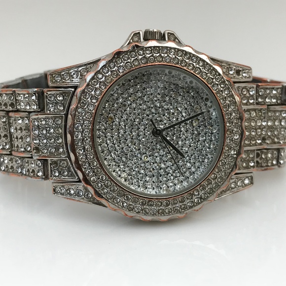 Mens Watch Jeweled "Bling" Water Resistant Analog - Picture 2 of 8